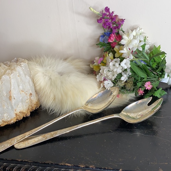 . Vintage Silver Plated Salad Fork & Spoon - Picture 2 of 6